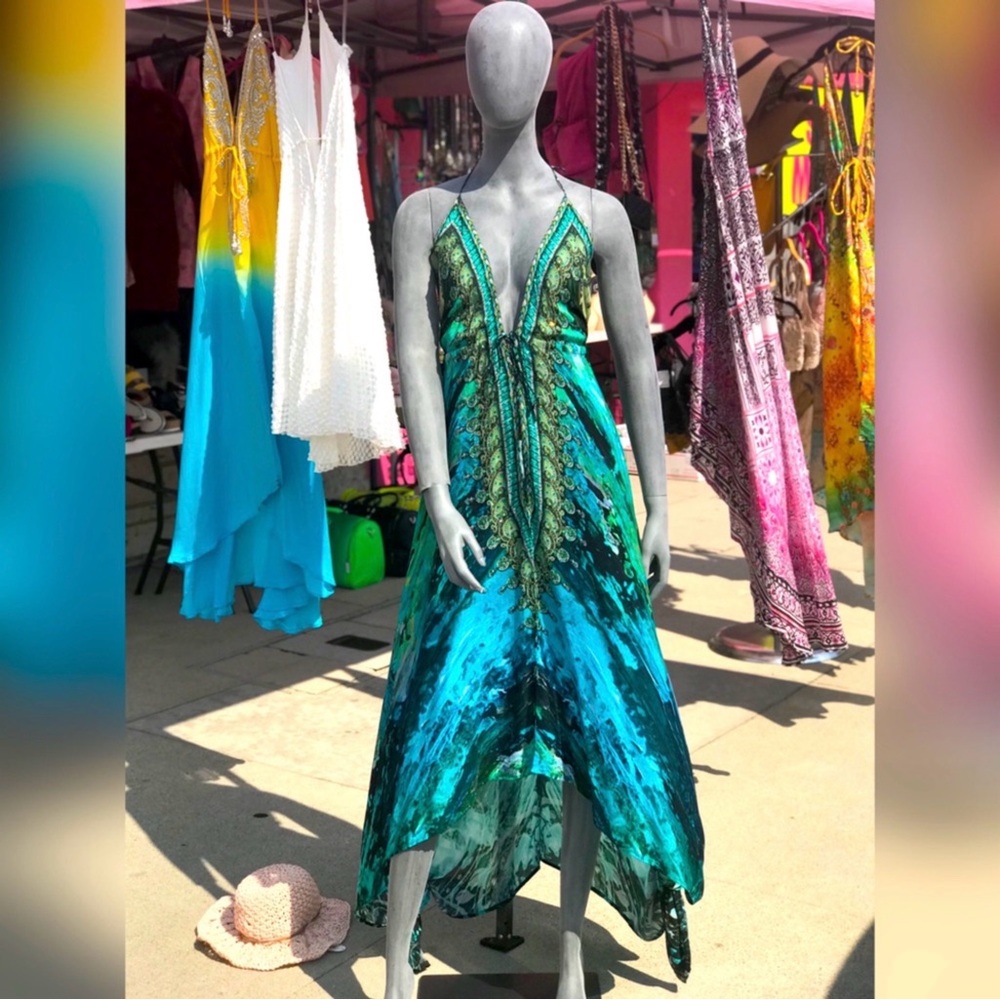 Key West Beach Vibes Manish Vaid Vibrant Multicolor Collector’s Maxi Dress - Picture 6 of 6